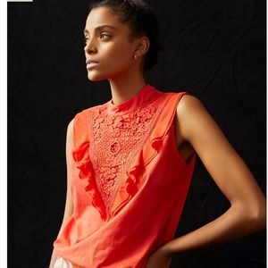 Anthropologie Lace Ruffle Tank